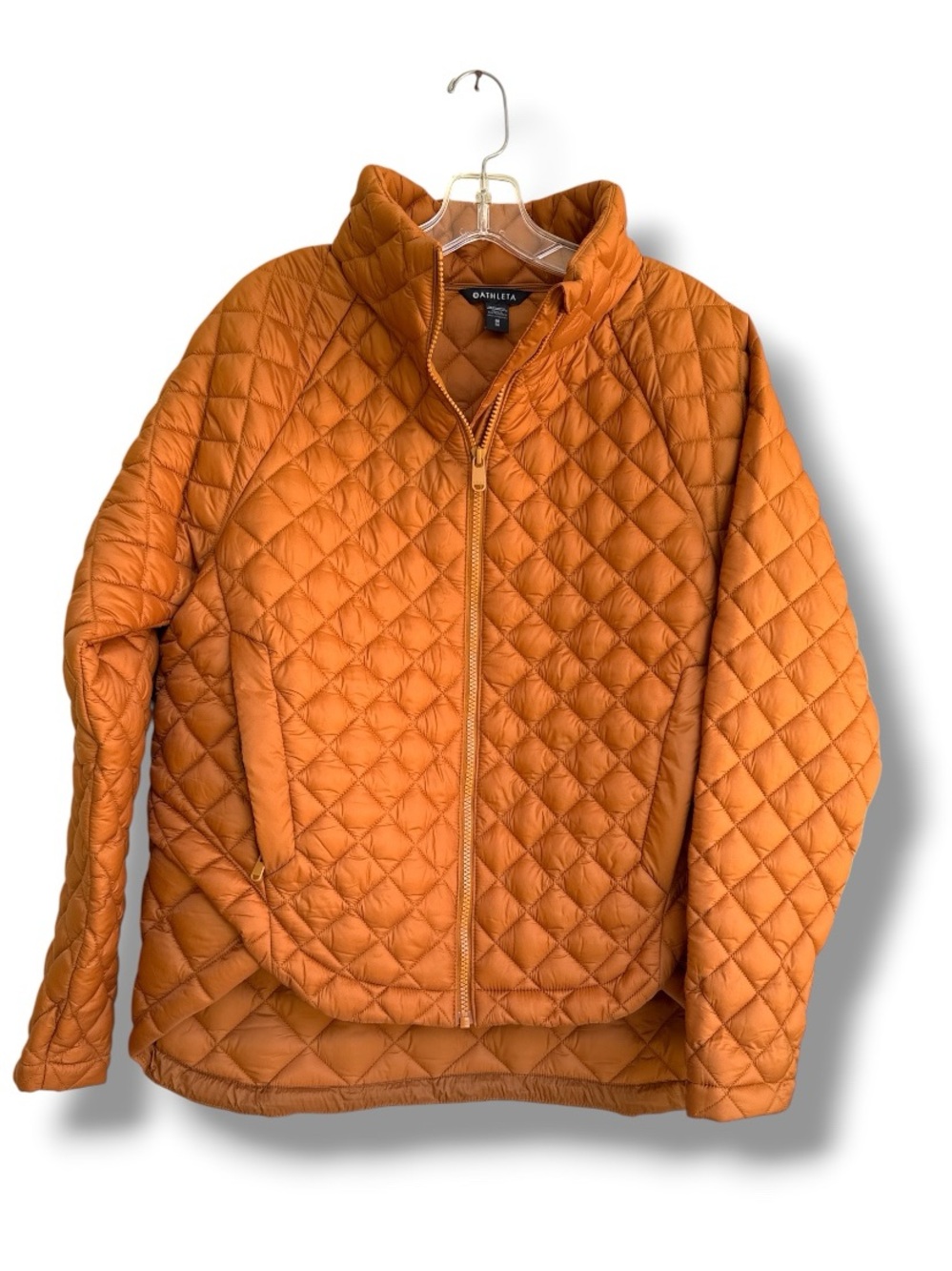 Athleta Whisper Featherless Jacket Quilted Puffer Full Zip In Rust Size Medium - Picture 2 of 14